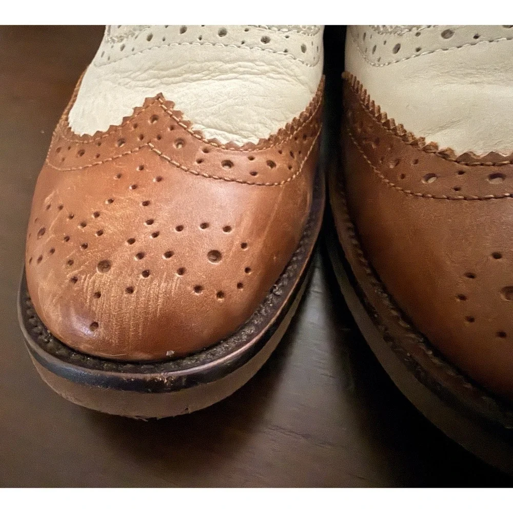 Polo Ralph Lauren Johnsly Brown Wingtip Oxford Leather Dress Sneakers Shoes 8.5D